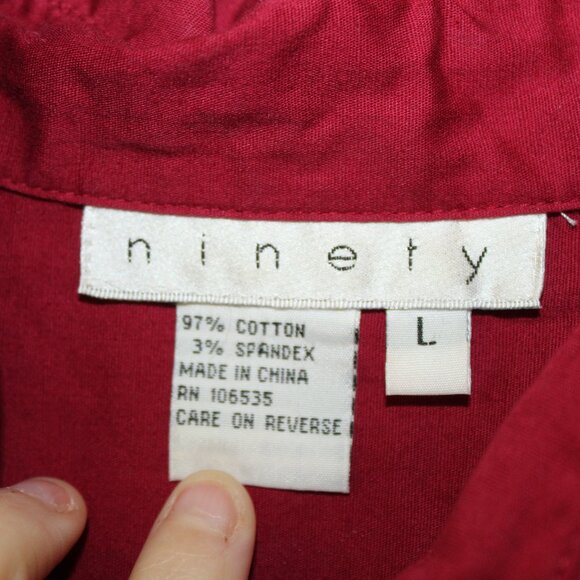 Ninety Burgundy Blouse Size Large - Picture 6 of 9